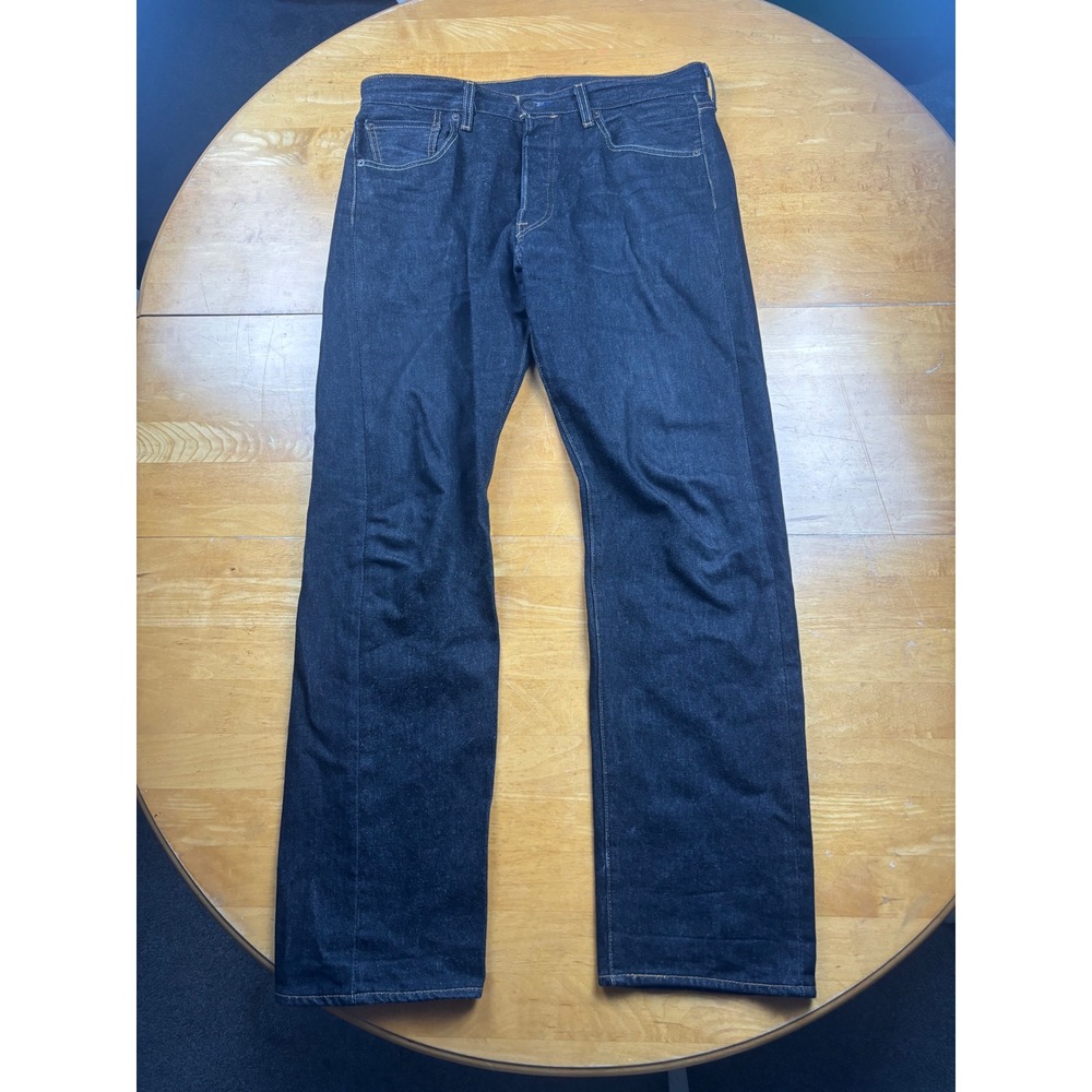 Levis 501 Original Fit Jeans Mens 34x34 Dark Wash Indigo Button Fly Straight Leg